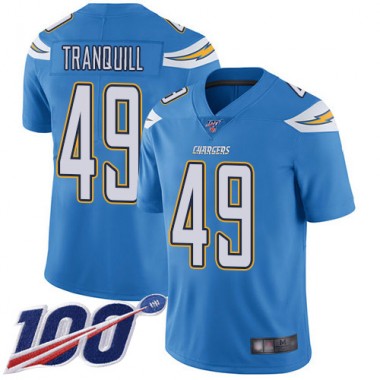 Los Angeles Chargers NFL Football Drue Tranquill Electric Blue Jersey Men Limited 49 Alternate 100th Season Vapor Untouchable
